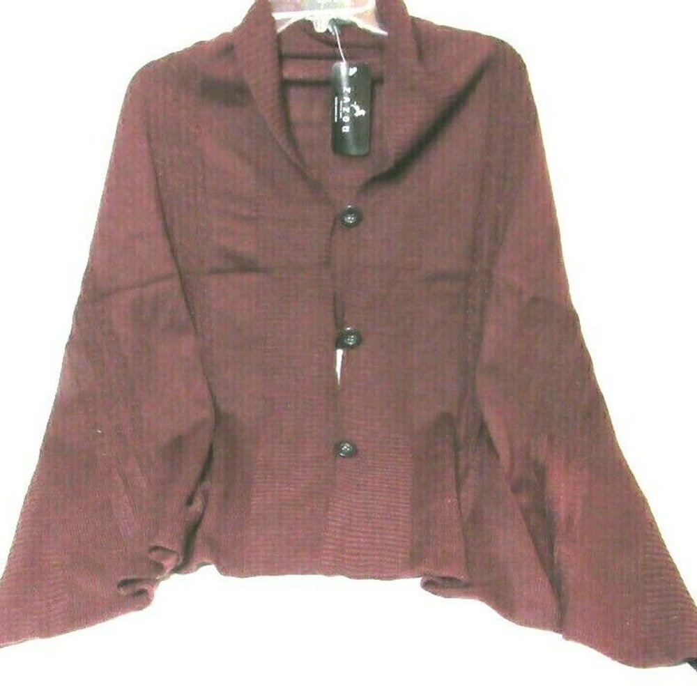 Zazou Sweater Scarf Hybrid Plum Color Button Front